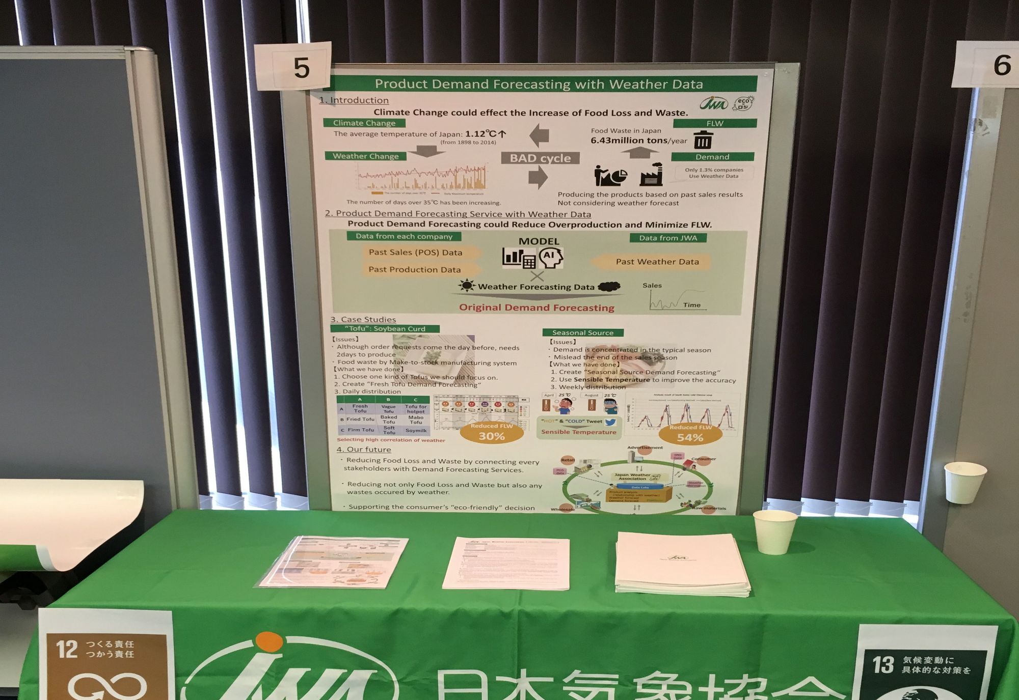 “Productivity improvement and FW prevention using advanced weather and demand forecasting” was content of the poster presented by Ms. Emiko Koga from Japan Weather Association.