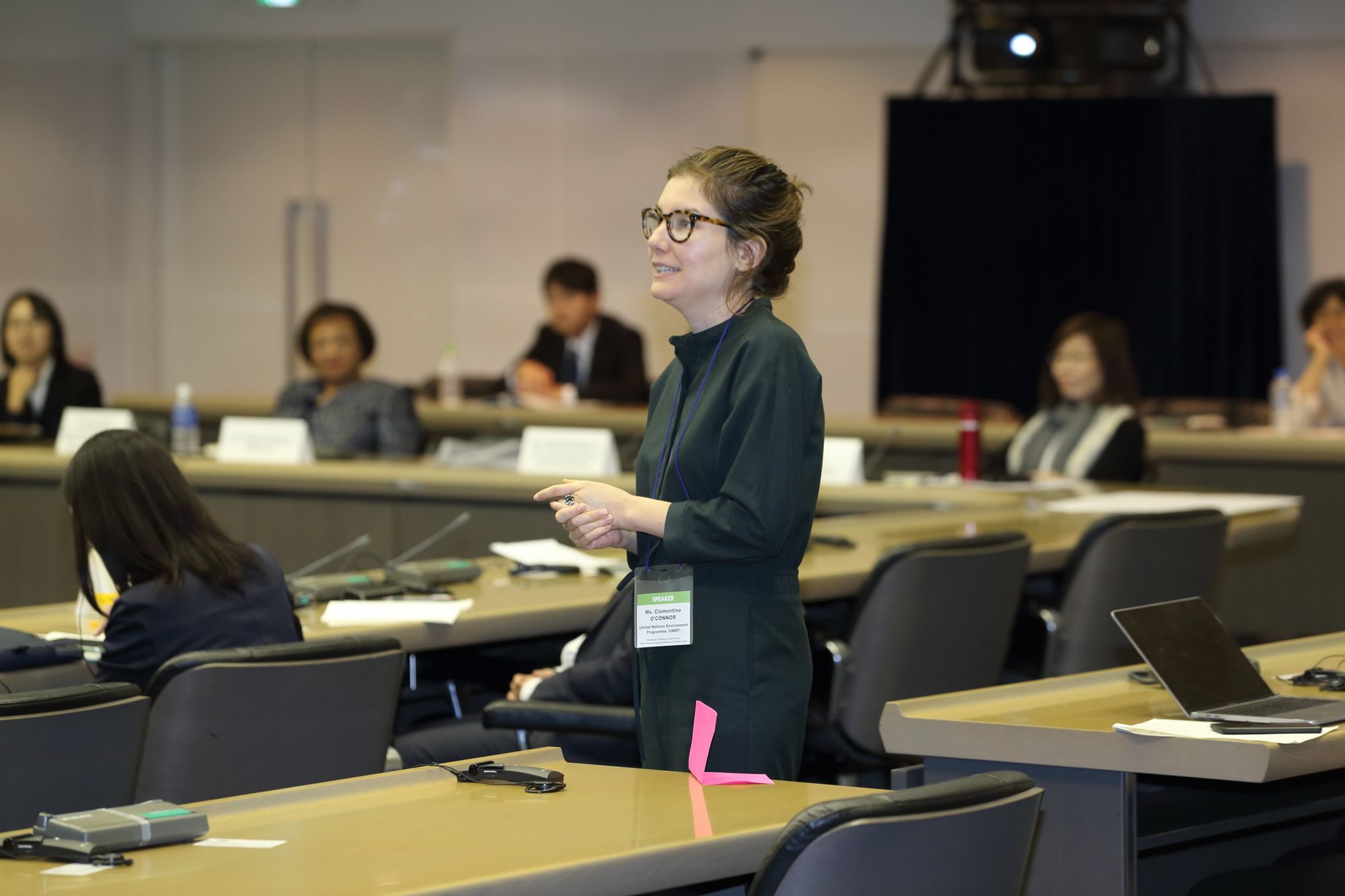 Ms. Clementine O´Connor from United Nations Environmental Program explains the tasks for the following working group section to the participants.