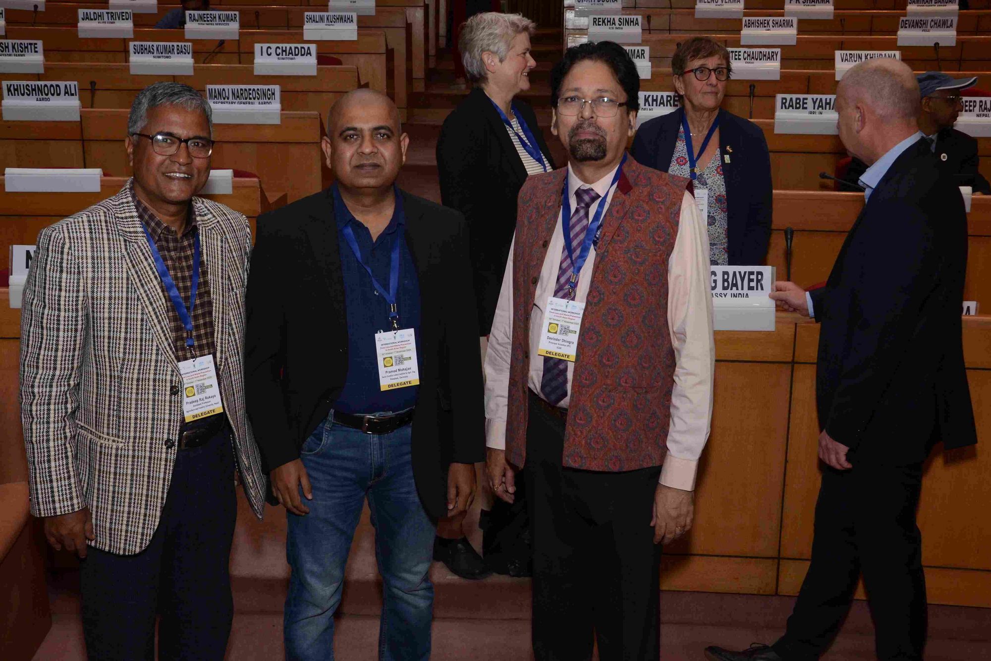 Dr Rokaya, Agriculture and Forestry University Nepal, Dr Mahajan, Leibniz Institute Germany, Dr Devinder Dhingra, Indian Council of Agricultural Research, during the lunch break.