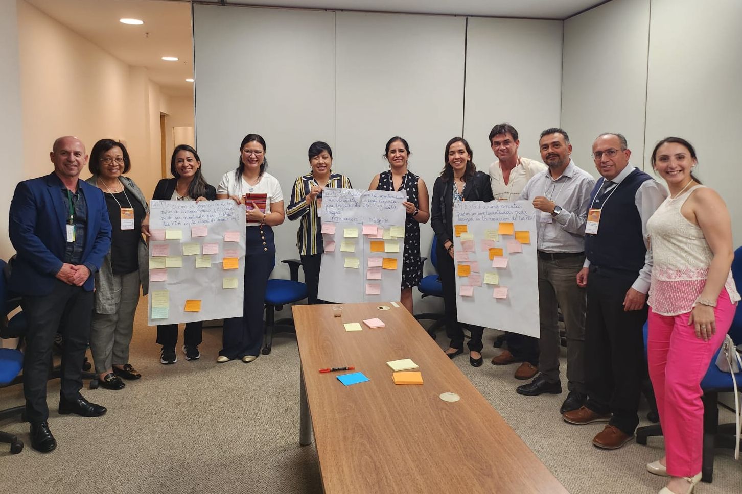 A subgroup of working group 1 proudly presents their outputs collected via flip charts.