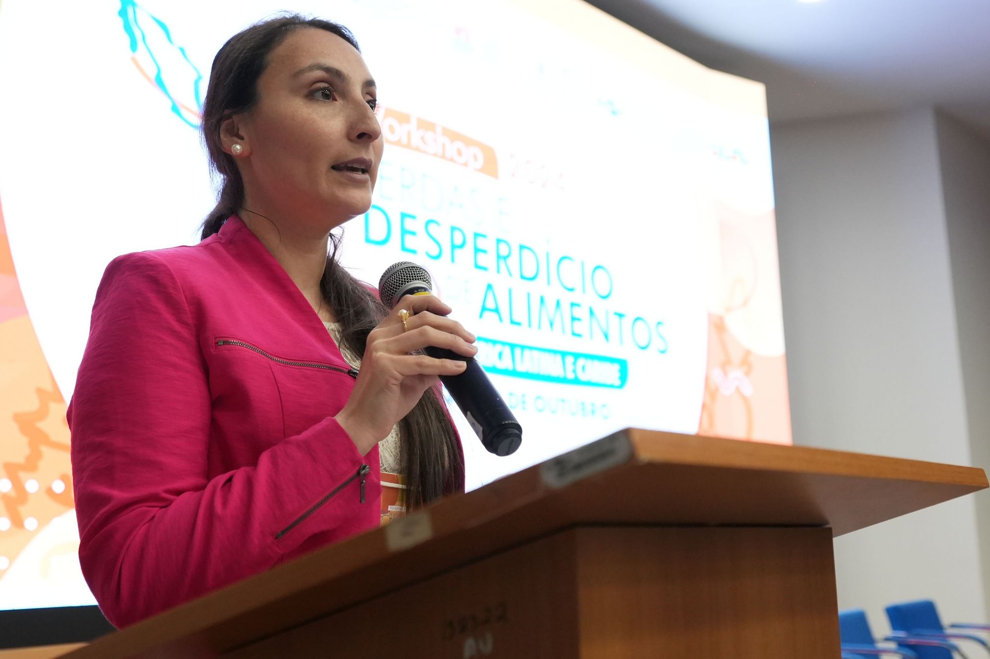 Ms Nicol Barahona (FAO Chile) summarises the findings of working group 1 for the plenary.