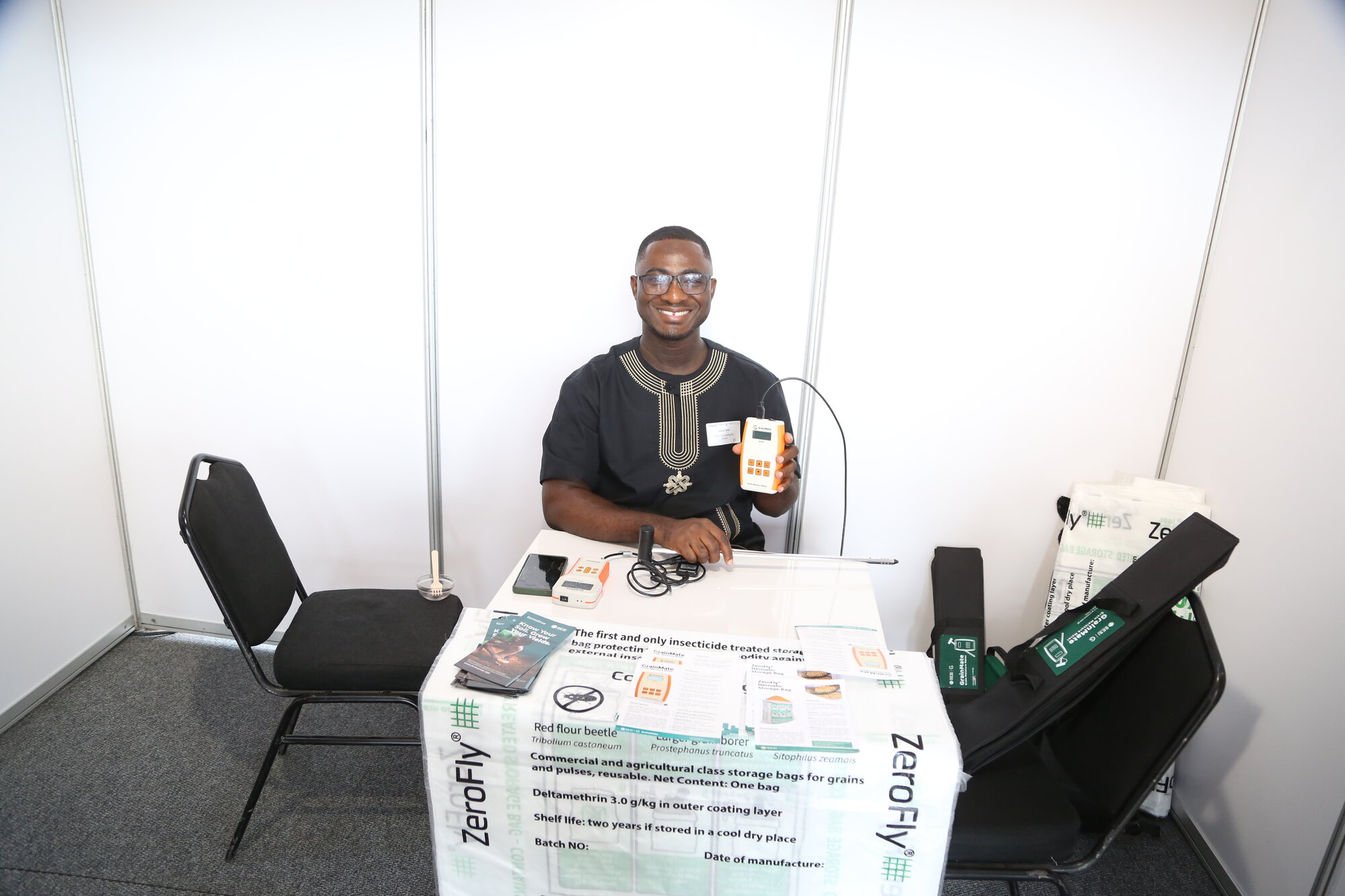 Business founder Isaac Sesi from Ghana at his exhibition stall