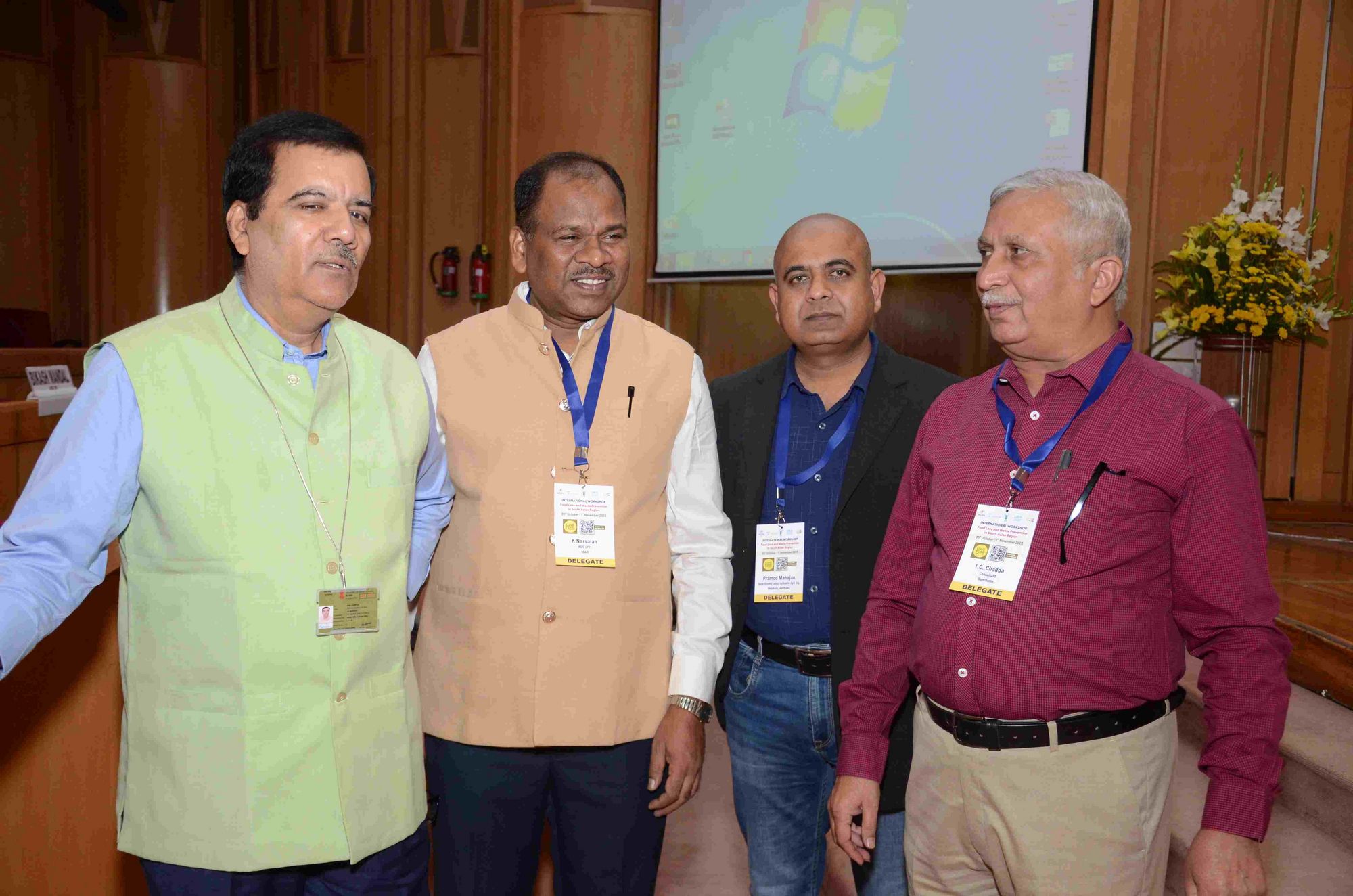 Dr SN Jha, Deputy Director General, Dr Kairam Narsaiah, Assistant Director General, both Indian Council of Agricultural Research, together with Dr Pramod Mahajan, Leibniz Institute Germany, and Mr IC Chadda, consultant.